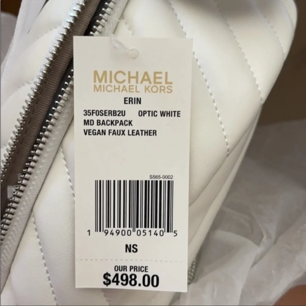 New Michael Kors Medium Erin Backpack Optic White